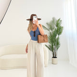 Pantalone con elastico in viscosa beige