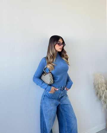 Maglioncino a collo alto QC23093 cobalto