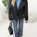 Cappotto corto doppiopetto dark grey