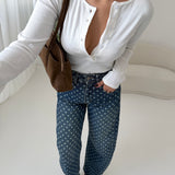 Maglia in 100% cotone con bottoni bianca