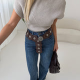 Maglia a coste larghe beige
