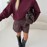 Shorts in simil pelle burgundy