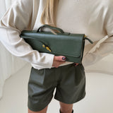 Borsa East West in simil pelle verde oliva
