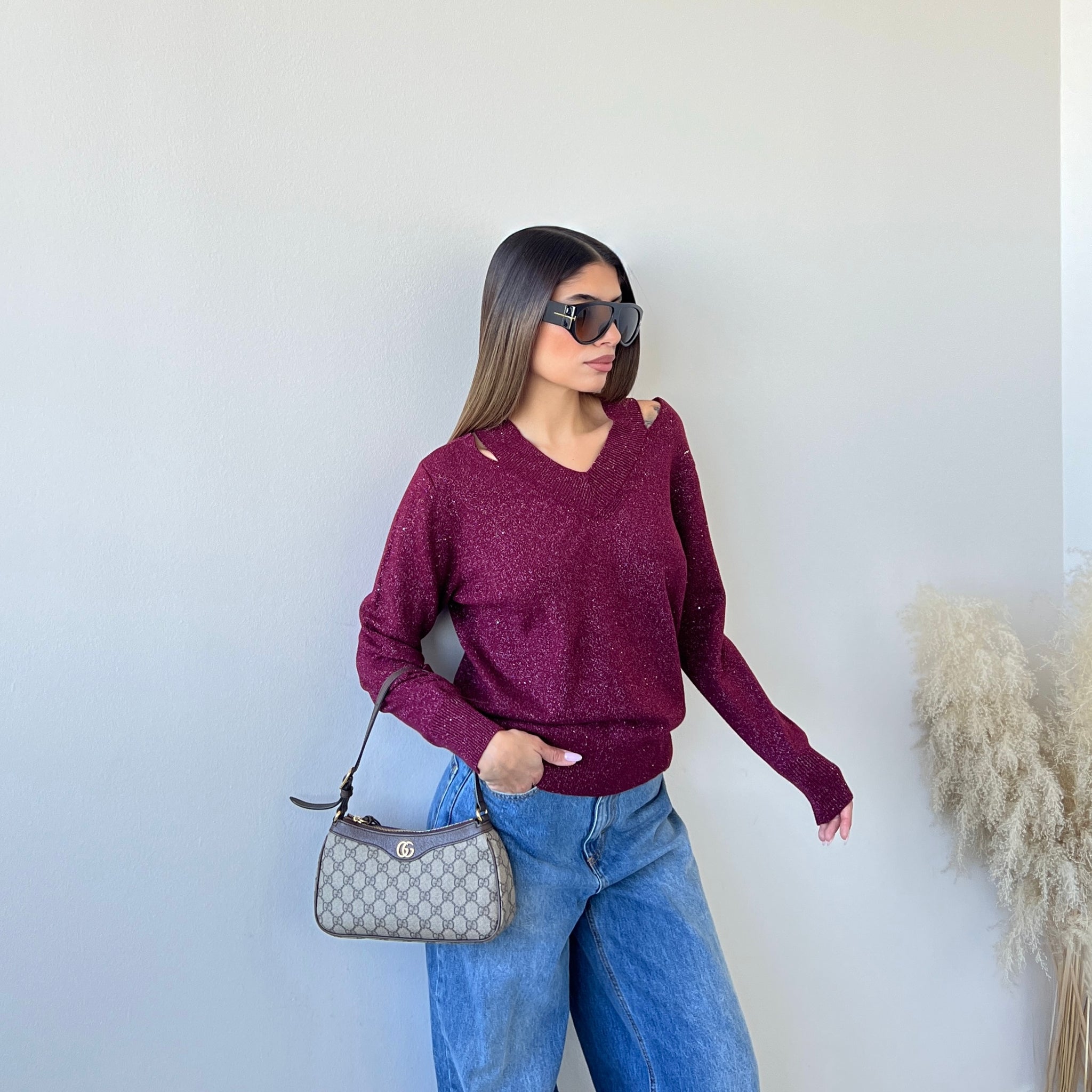 Maglia Penny con brillanti bordeaux