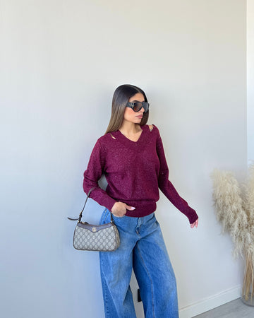 Maglia Penny con brillanti bordeaux