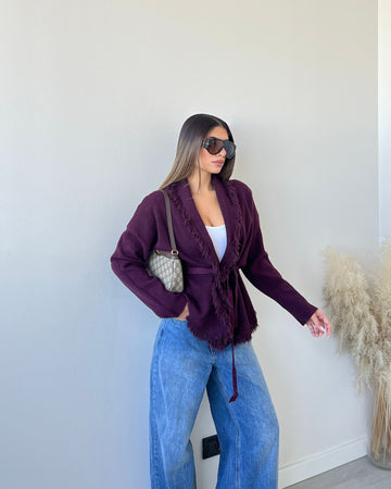 Kimono con frange vino