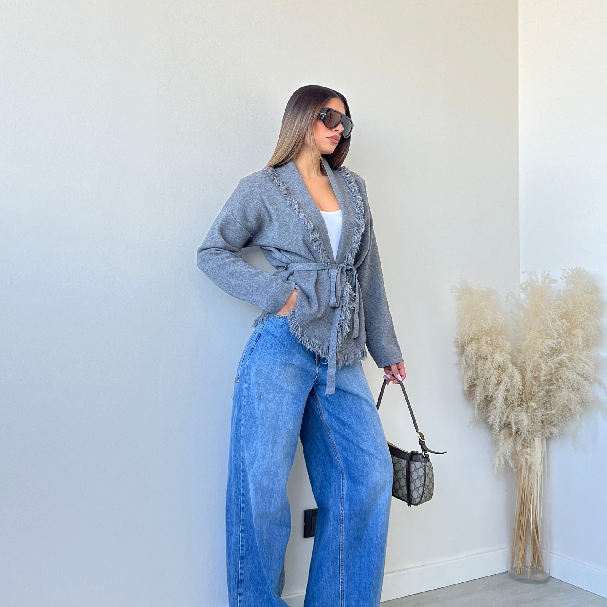 Kimono con frange grey