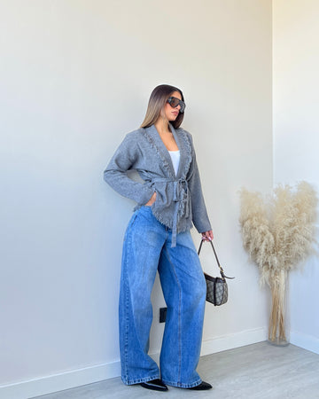 Kimono con frange grey