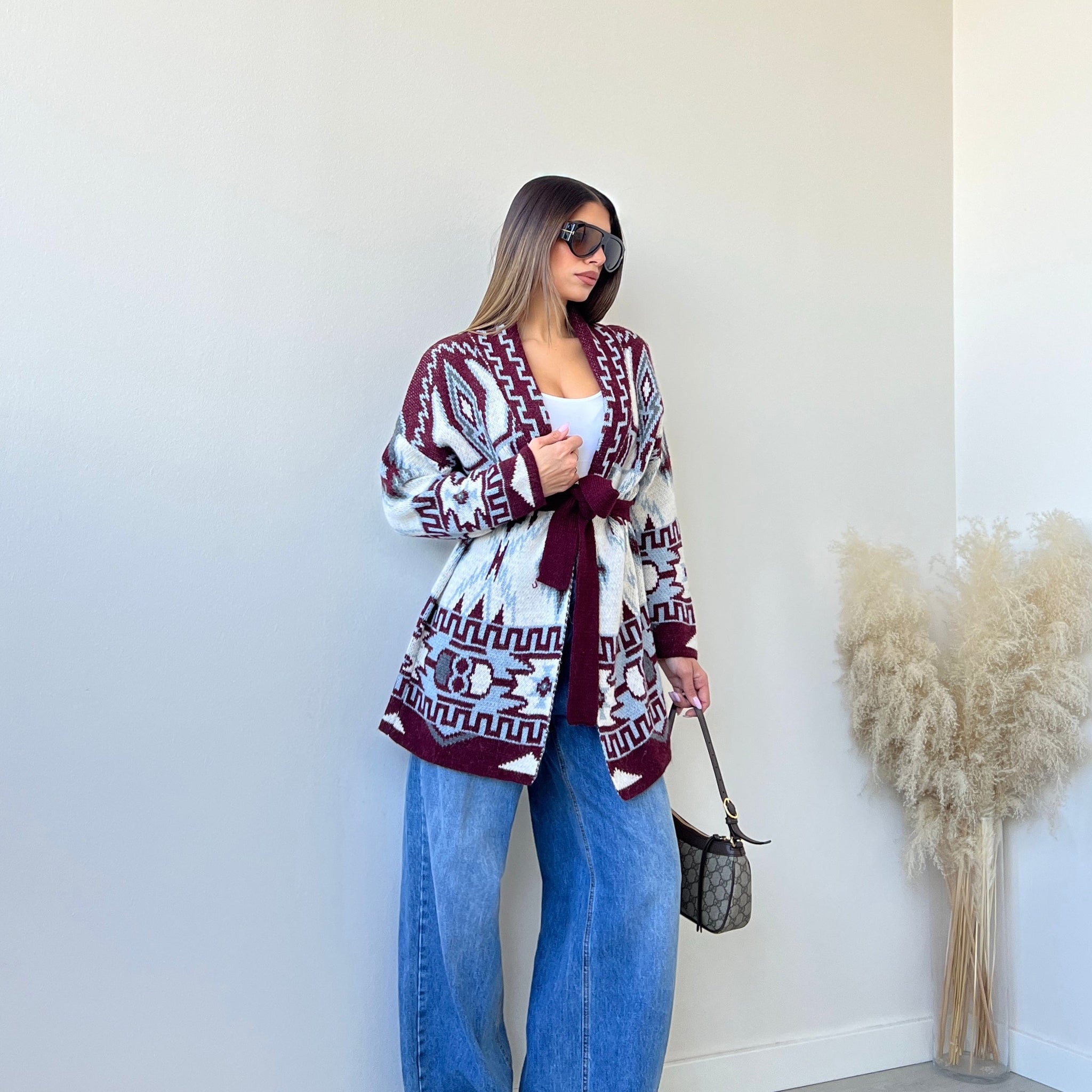 Kimono Maory burgundy