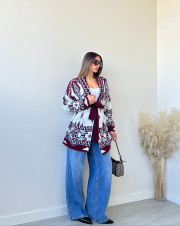 Kimono Maory burgundy