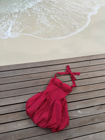 Abito Isla a pois rosso