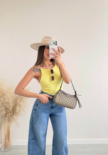 Maglia con spalline sottili gialla