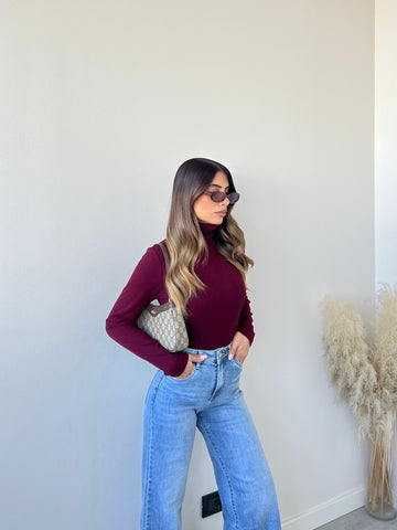 Body dolcevita felpato 18205 bordeaux