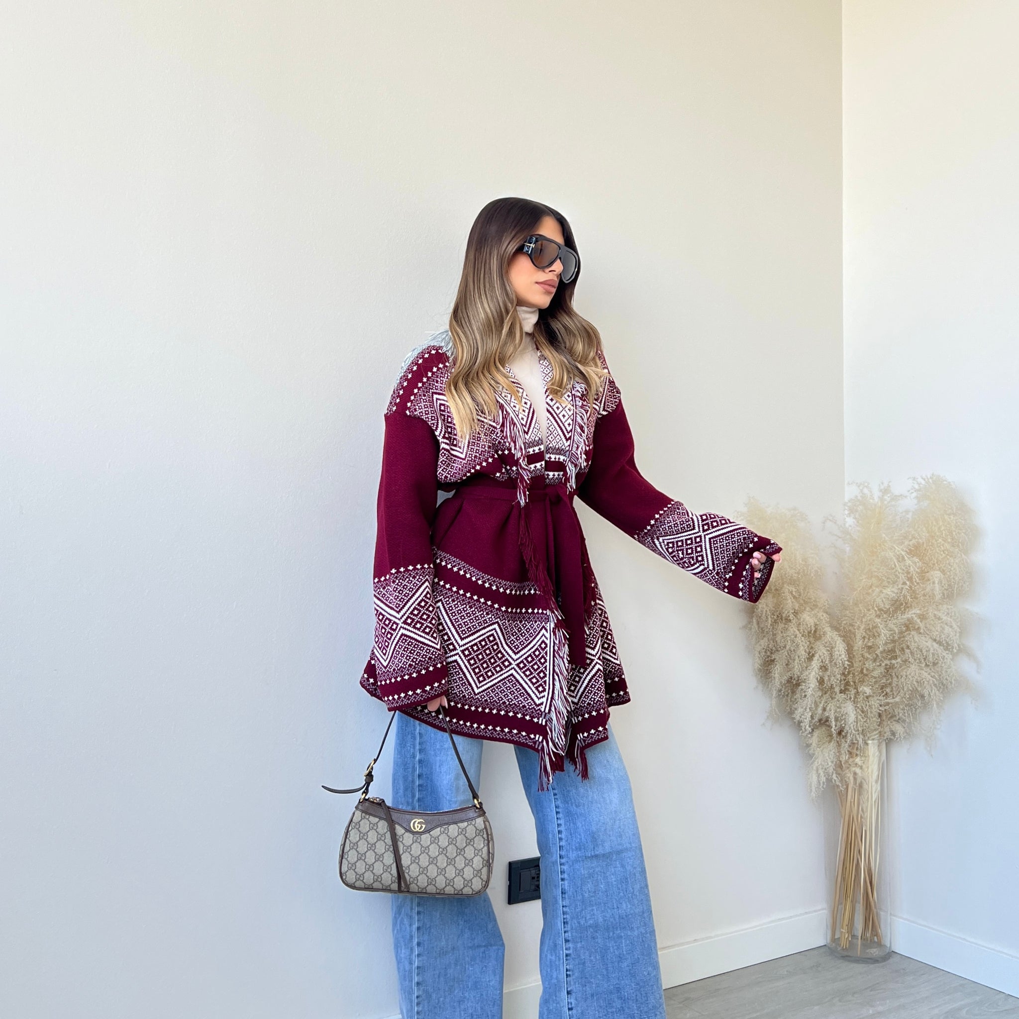 Kimono Azteco burgundy