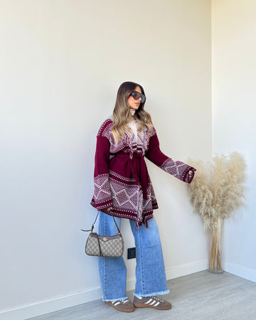 Kimono Azteco burgundy