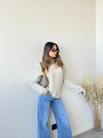 Pullover Laura con paillettes beige