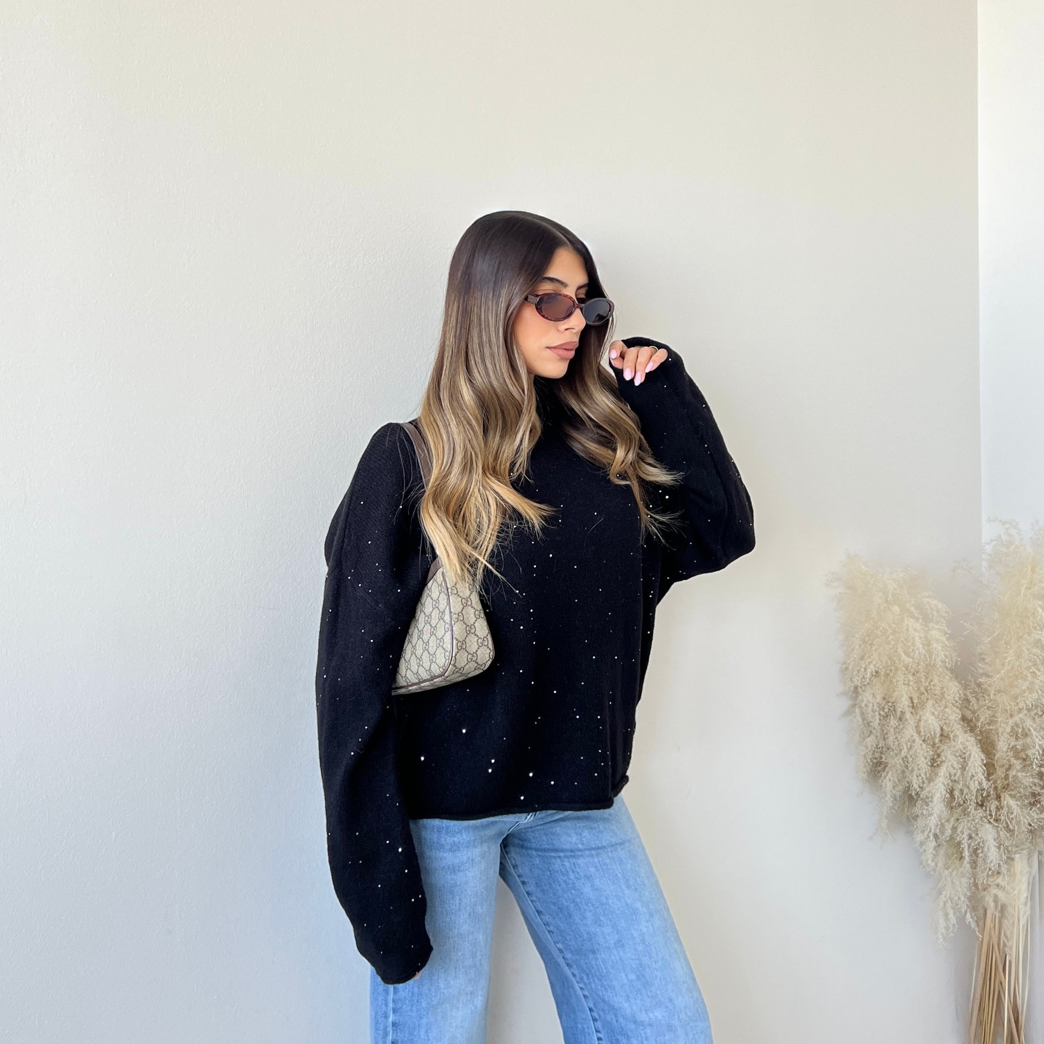 Pullover Laura con paillettes nero