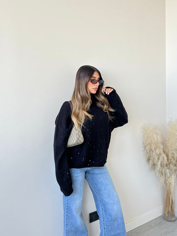 Pullover Laura con paillettes nero