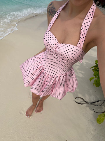 Abito Isla a pois rosa