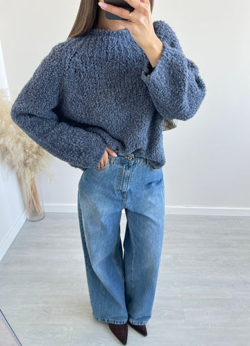 Pullover bouclè cobalto