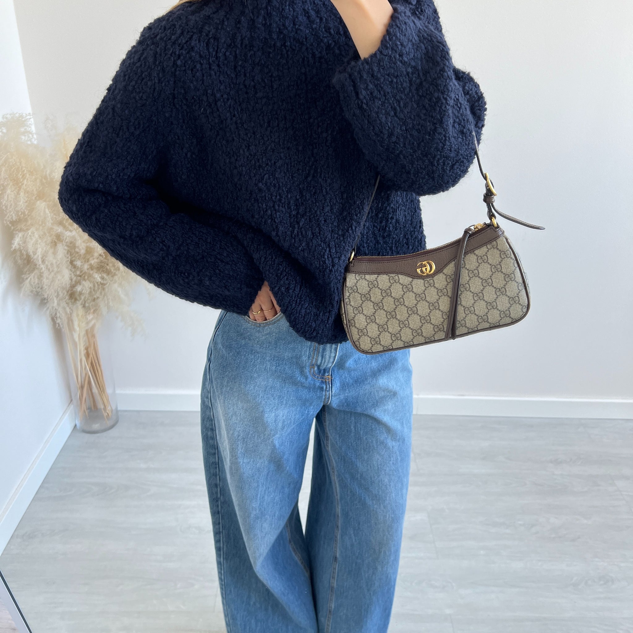 Pullover bouclè blu navy