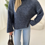 Pullover Diana collo alto blu