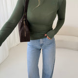 Dolcevita ultra sottile in misto cashmere verdone