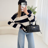 Pullover Nantes a righe blu e panna