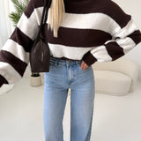 Pullover Nantes a righe brown e panna