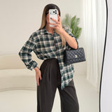 Camicia Emily a quadri verde e panna