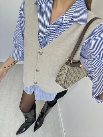 Gilet in maglia con bottoni dorati 8558 beige