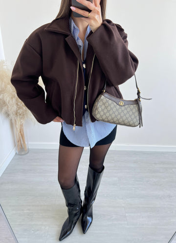 Bomber in tessuto con ecopiumino interno brown