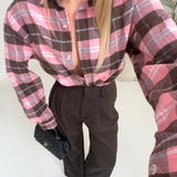 Camicia Emily a quadri rosa e brown