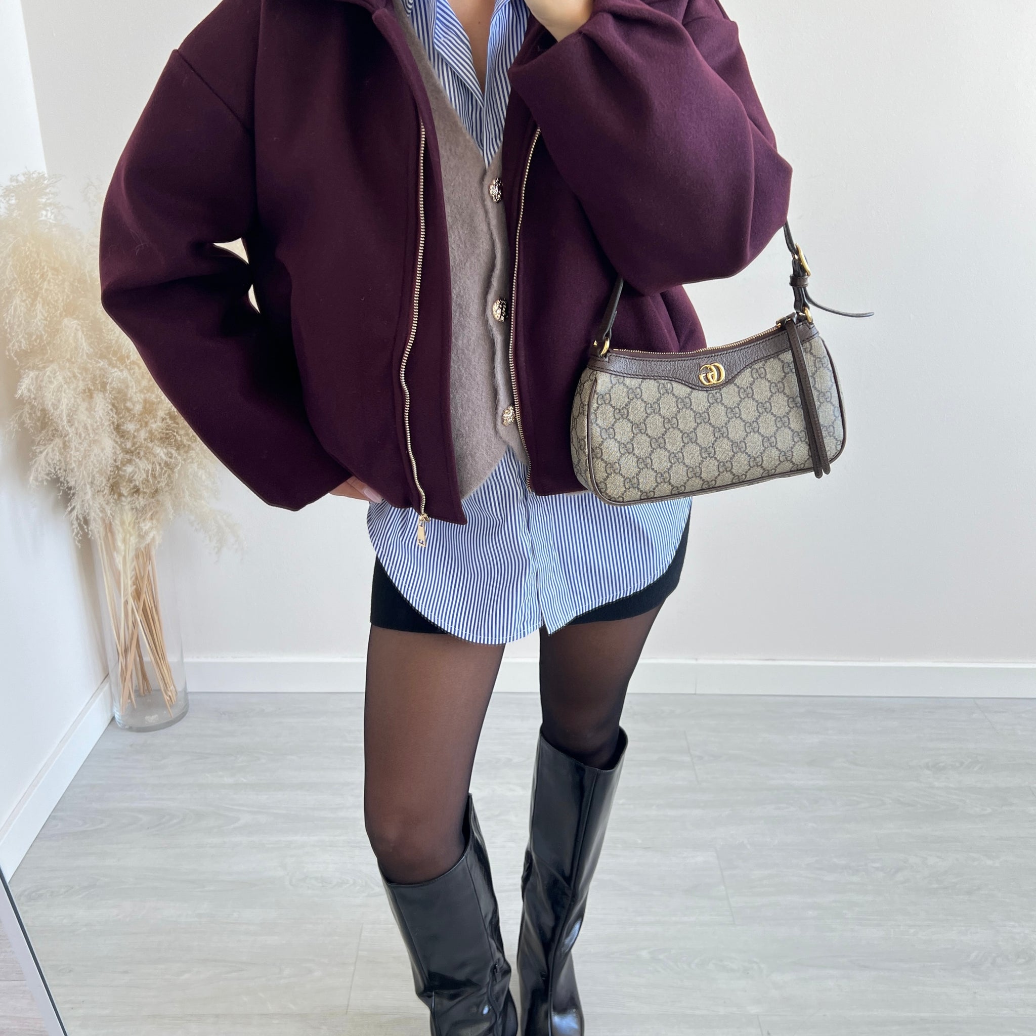 Bomber in tessuto con ecopiumino interno vino