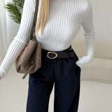 Maglia basic a coste white