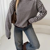 Pullover a righe brown e beige