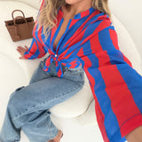 Camicia Gaia a righe rosse e blu