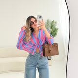 Camicia Gaia a righe celesti e rosa