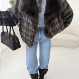 Giubbino tartan reversibile con pelliccia