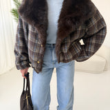 Giubbino tartan reversibile con pelliccia