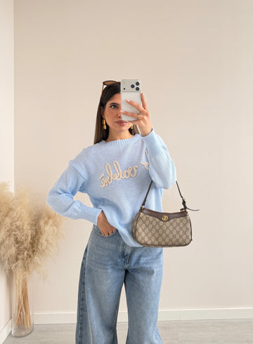 Pullover No vabbe 100% cotone celeste