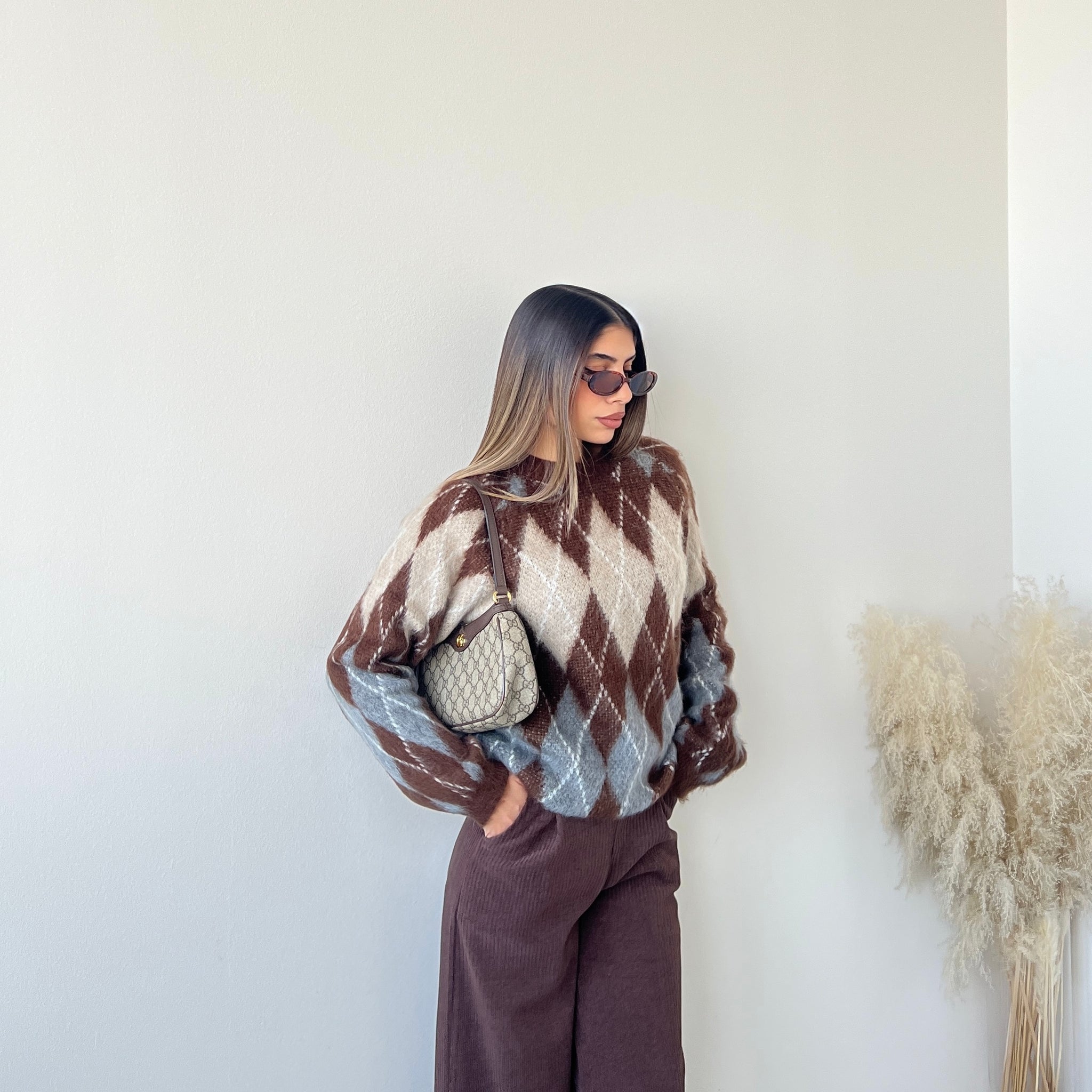 Pullover England marrone celeste e beige