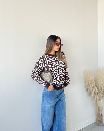 Pullover trama animalier brown