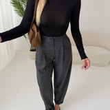 Pantalone con pinces tartan dark grey