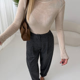 Dolcevita ultra sottile in misto cashmere beige