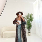 Kimono velato con cintura a pois brown