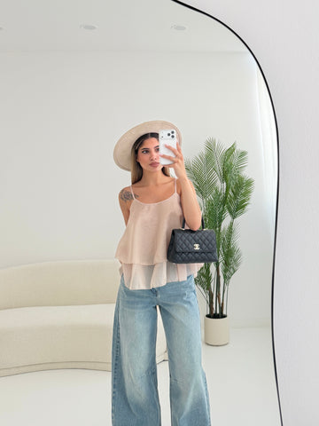Blusa a balze beige