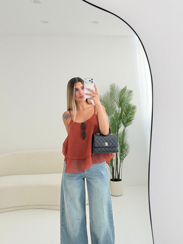 Blusa a balze ruggine
