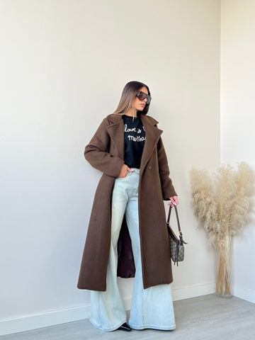 Cappotto in tessuto pesante caffè
