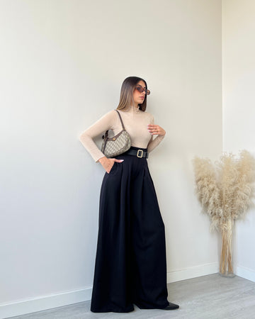 Pantalone gamba over nero